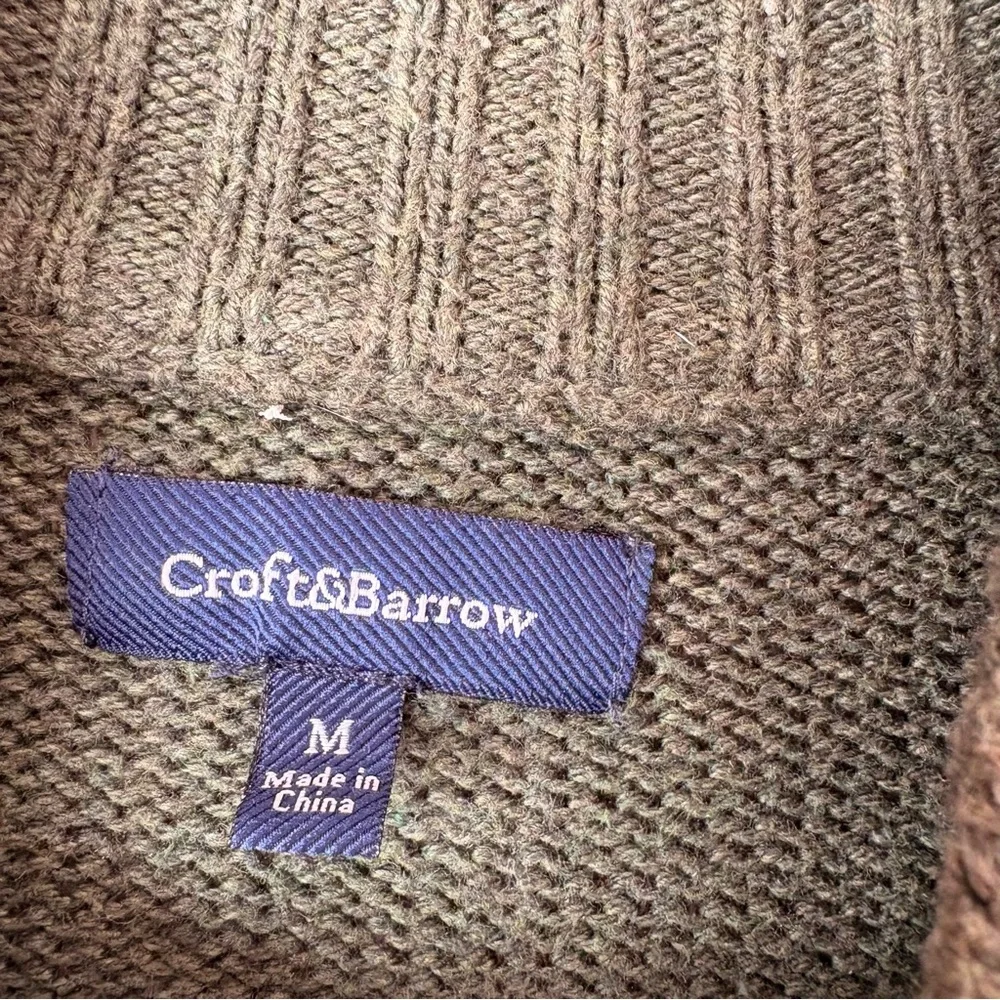💙Croft & Barrow Men's Olive Green Zip-Up Sweater